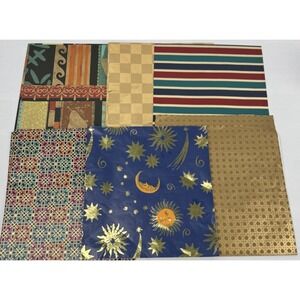 VTG 90s Any Occasion Gift Wrapping Paper Abstract Geometric Moon Stars Mixed Lot